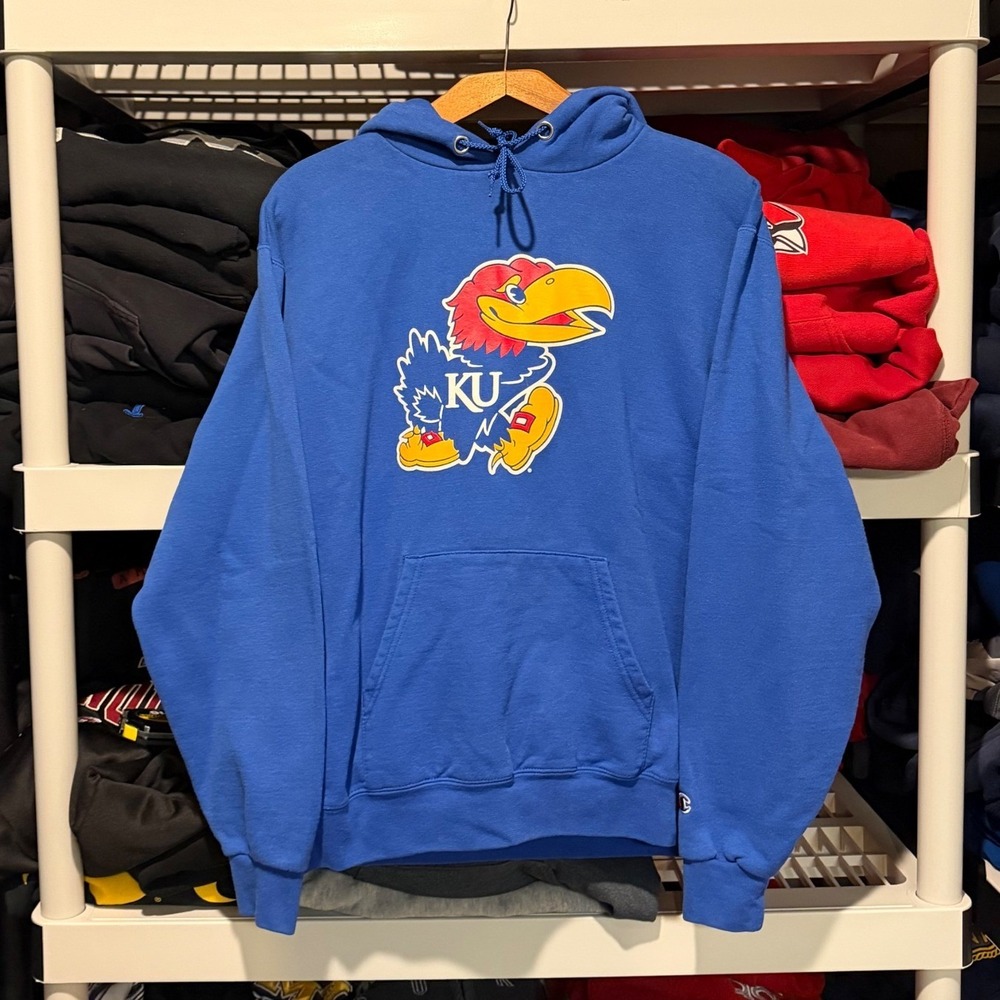 Vintage y2k University of Kansas Jayhawks Blue Mens Medium Hoodie